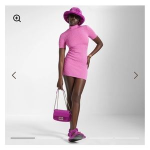 Fendi Skims Embossed Short Sleeve Dress